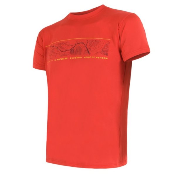 Tričko krátky rukáv SENSOR Merino Wool GPS pánske červené