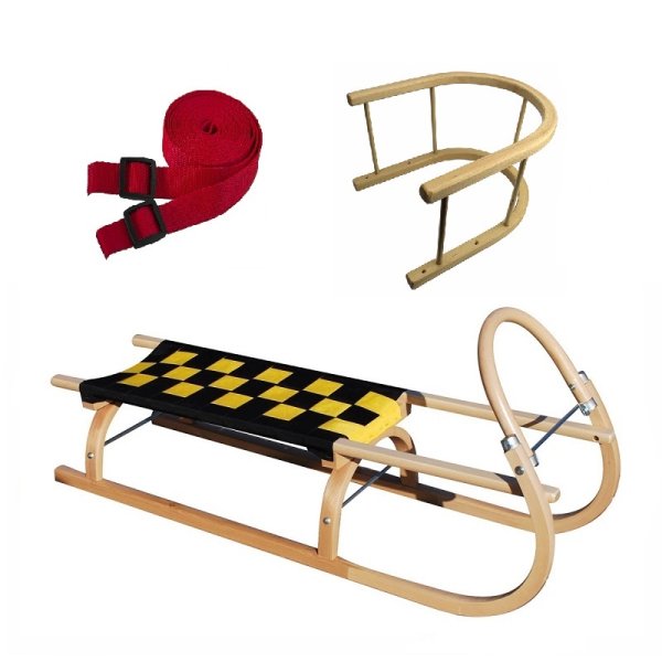 Sane drevené SULOV 67 dĺžka 110 cm + ohrádka + popruh