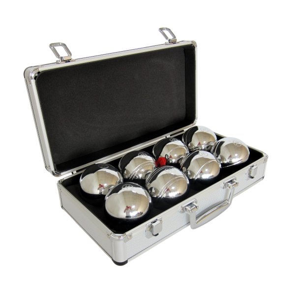 Petanque sada MASTER 8 chrómovaných gulí F.I.P.J.P. v hliníkovom kufri