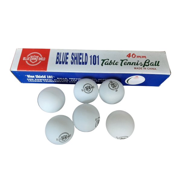 Loptičky na stolný tenis SHIELD 101 - 40 mm 6 ks - biele
