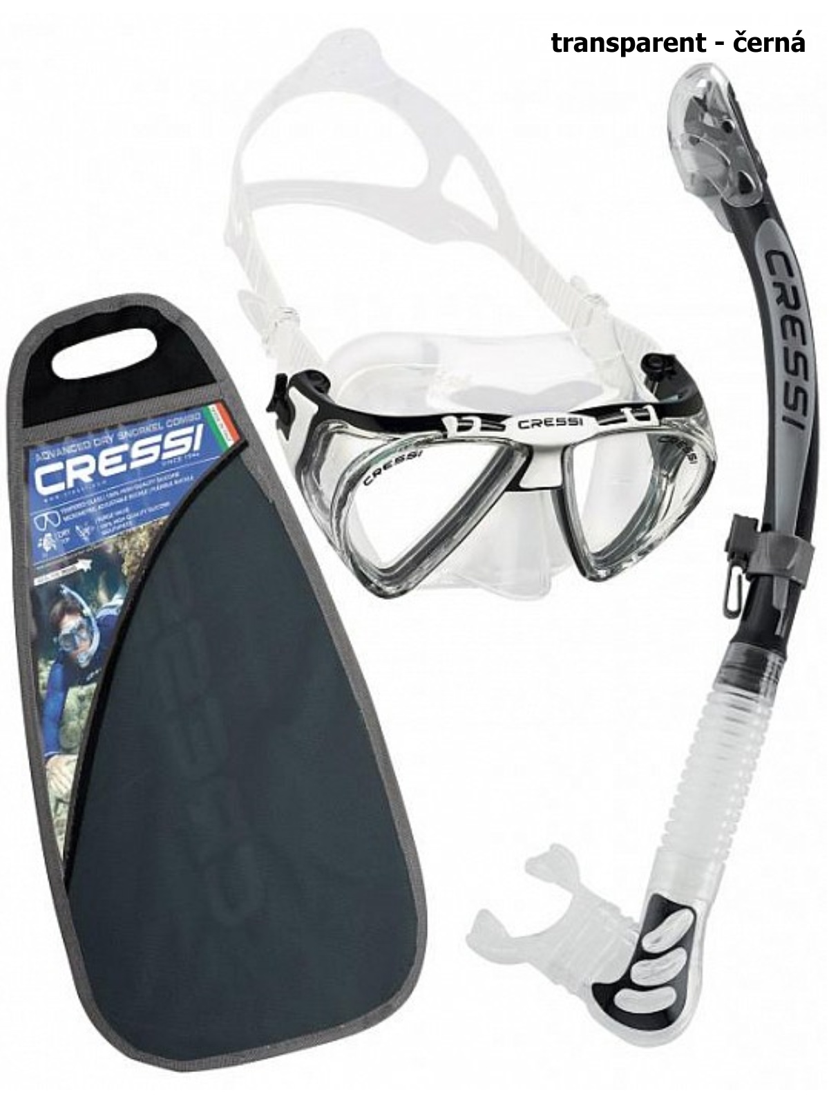 Cressi  - Potápačský set CRESSI Penta+Alpha Ultra Dry - transparent čierny