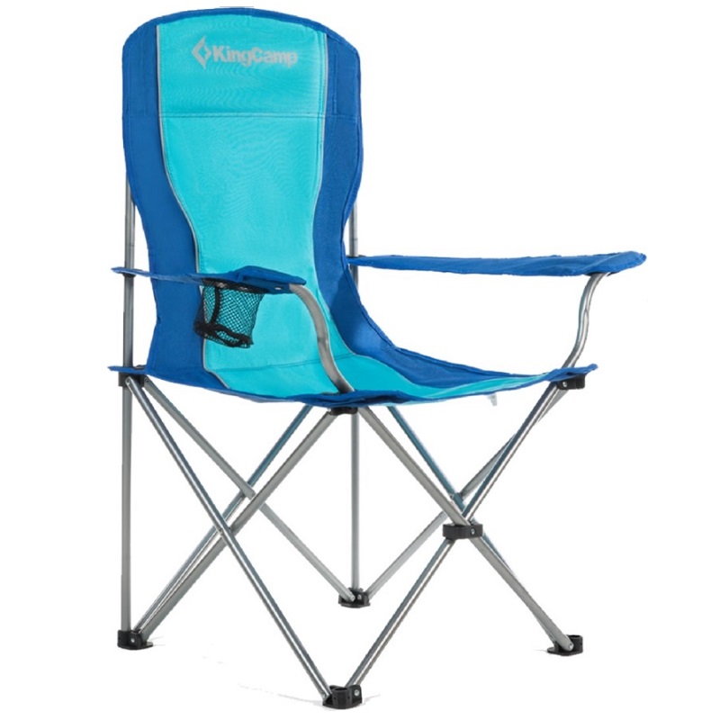 Campingová skladacia stolička KING CAMP s opierkami oceľová - modrá