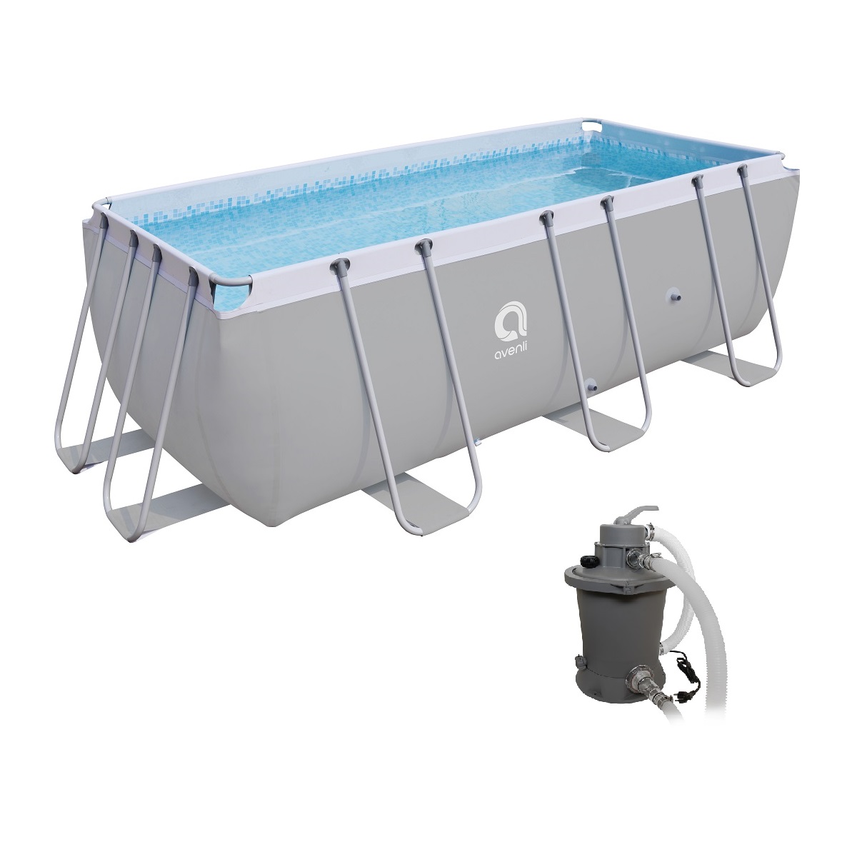 Bazén s pevnou stenou Passat Grey 400 x 207 cm set s pieskovou filtráciou