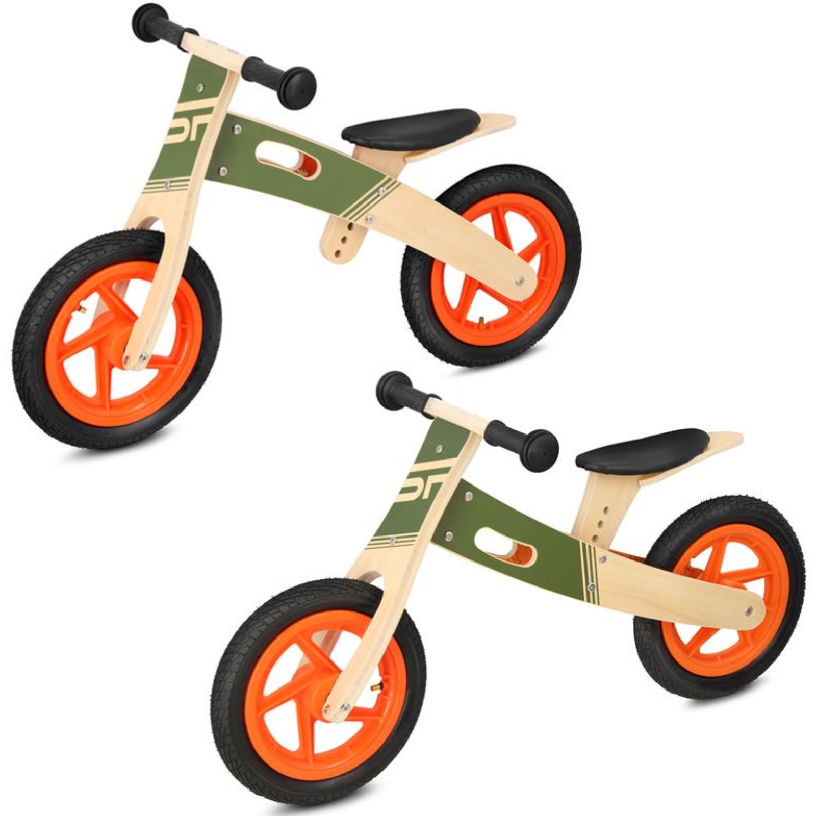 Detské drevené odrážadlo SPOKEY Woo-Ride Duo - khaki