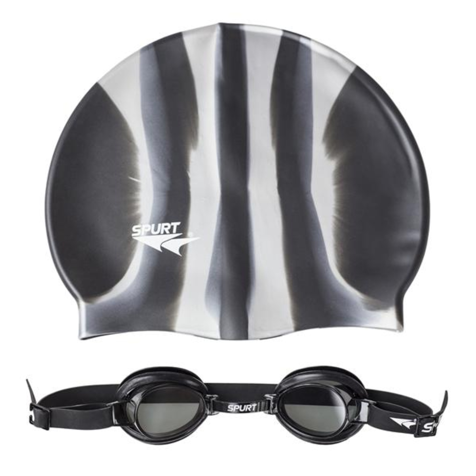 E-shop Detské plavecké okuliare SPURT ZEBRA 1100 s čiapkou - čierne
