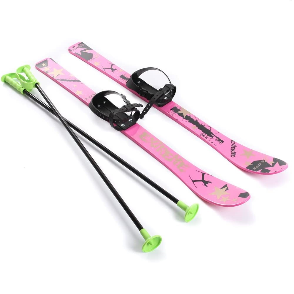 E-shop Baby Ski 90 cm - detské plastové lyže - ružové