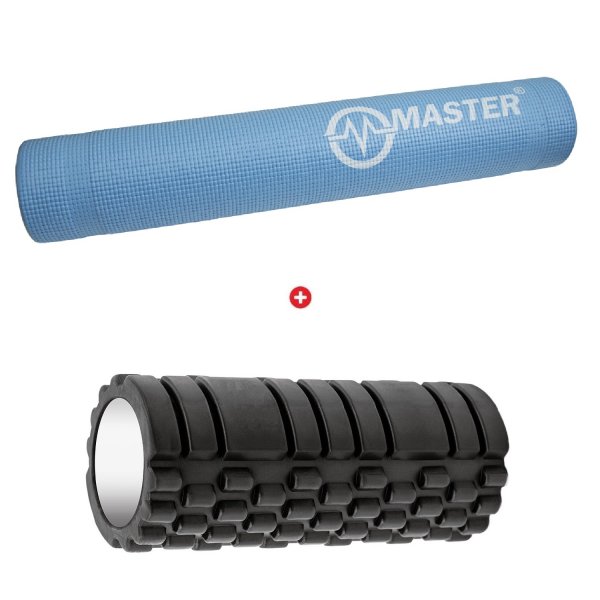 Akn set MASTER - Masny valec Foam roller 33 x 14 cm + Podloka na cvienie Yoga PVC