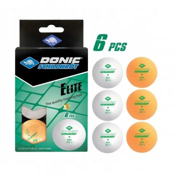 Loptiky na stoln tenis DONIC Elite TT-Ball * 6ks - biele a oranov