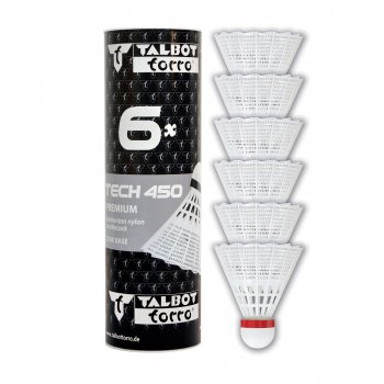 Bedmintonov loptiky TALBOT TORRO Tech 450 Fast 6ks - biele