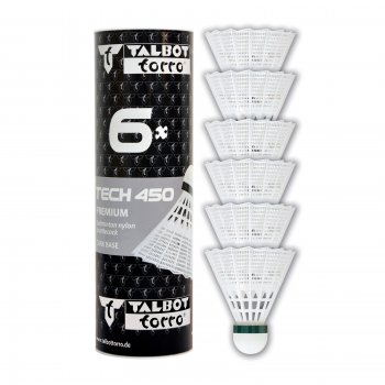 Bedmintonov loptiky TALBOT TORRO Tech 450 Slow 6ks - biele