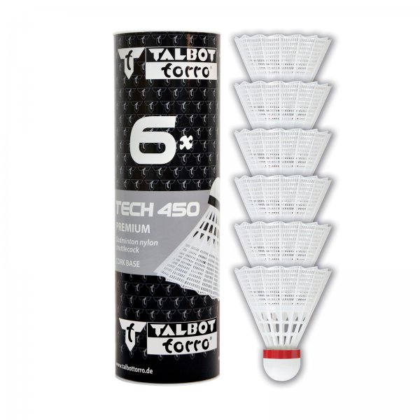 Bedmintonov loptiky TALBOT TORRO Tech 450 Fast 6ks - biele