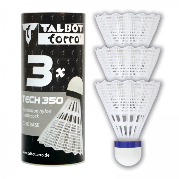 Bedmintonov loptiky TALBOT TORRO Tech 350 Medium 3 ks - biele