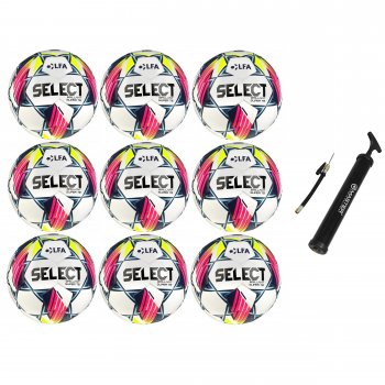 Vhodn akn set - 9x Futbalov lopta SELECT FB Brillant Super TB SK Chance Liga 2024/25 5 bielo-modr