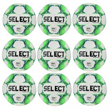 Vhodn akn set - 9x Futbalov lopta SELECT FB Stratos 5 - bielo-zelen
