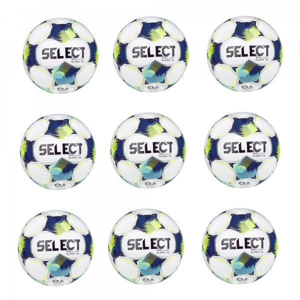 Vhodn set - 9x Futbalov lopta SELECT FB Brillant Super TB SK Chance Liga 2025/26 5 bielo-modr